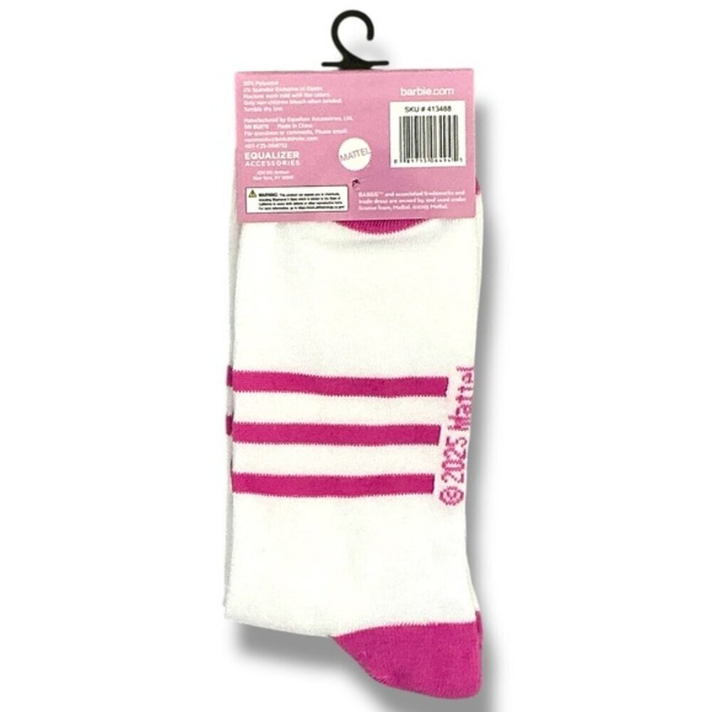 Barbie Crew Socks Pink and White Adult 9-13 One Size - Picture 2 of 16